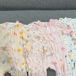 Angel Dear Pastel Pink & Cream Floral and Animal Footie Set- bundle